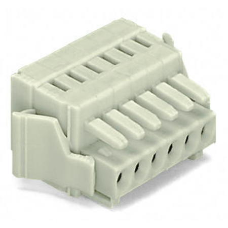 1-conductor female plug; 100% protected against mismating; Locking lever; Strain relief plate; 1.5 mm²; Pin spacing 3.5 mm; 14-pole; 1,50 mm²; light gray