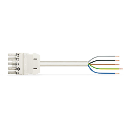 pre-assembled connecting cable; Eca; Socket/open-ended; 5-pole; Cod. A; H05Z1Z1-F 5G 1.5 mm²; 2 m; 1,50 mm²; white