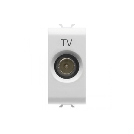 COAXIAL TV Priza, CLASS A SHIELDING - IEC MALE CONNECTOR 9,5mm - DIRECT WITH CURRENT PASSING - 1 MODULE - WHITE - CHORUS