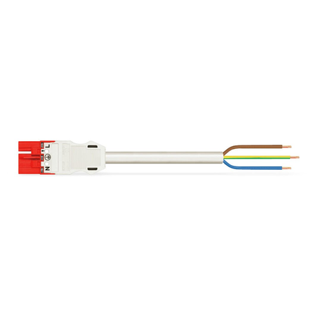 pre-assembled connecting cable; Eca; Plug/open-ended; 3-pole; Cod. P; H05VV-F 3G 1.5 mm²; 2 m; 1,50 mm²; red