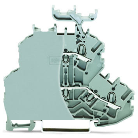 Double-deck terminal block; Through/through terminal block; with end plate; N/L; with marker carrier; Blue conductor entry lower deck; for DIN-rail 35 x 15 and 35 x 7.5; 2.5 mm²; Push-in CAGE CLAMP®; 2,50 mm²; gray