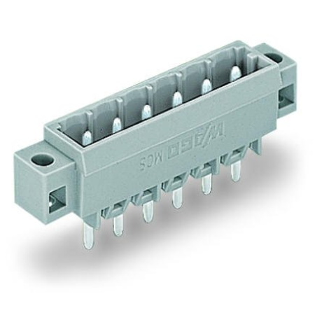 THT male header; 1.0 x 1.0 mm solder pin; straight; clamping collar; Pin spacing 5 mm; 5-pole; gray