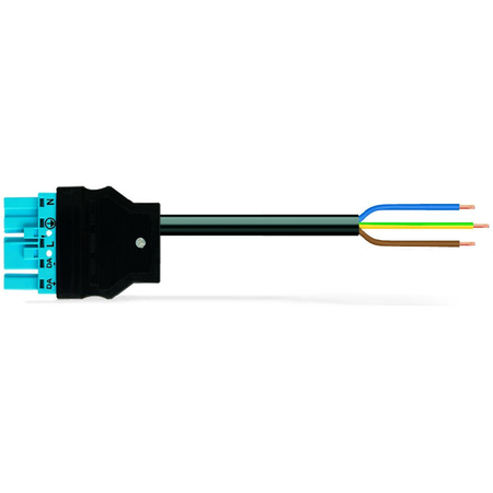 pre-assembled connecting cable; Cca; Plug/open-ended; 5-pole; Cod. I; H05Z1Z1-F 3G 1.5 mm²; 1 m; 1,50 mm²; blue