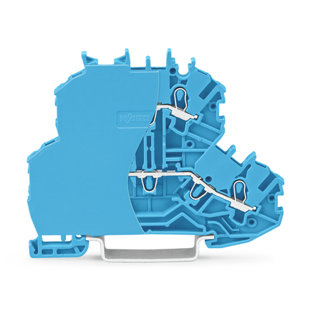 Double-deck terminal block; Through/through terminal block; with end plate; N/N; without marker carrier; suitable for Ex i applications; for DIN-rail 35 x 15 and 35 x 7.5; 1 mm²; Push-in CAGE CLAMP®; 1,00 mm²; blue