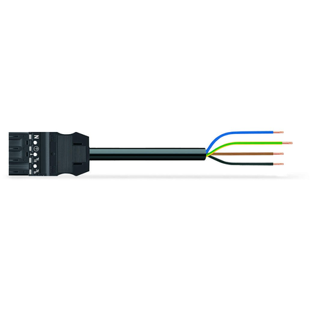 pre-assembled connecting cable; Eca; Plug/open-ended; 4-pole; Cod. A; H05VV-F 4G 1.5 mm²; 2 m; 1,50 mm²; black