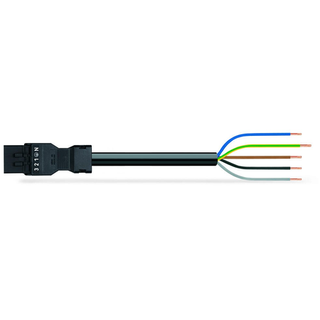 pre-assembled connecting cable; Eca; Plug/open-ended; 5-pole; Cod. A; H05VV-F 5G 1.5 mm²; 3 m; 1,50 mm²; black
