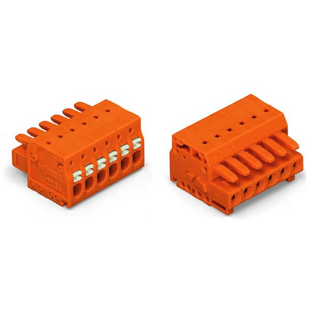 1-conductor female plug; 100% protected against mismating; push-button; 1.5 mm²; Pin spacing 3.81 mm; 4-pole; 1,50 mm²; orange