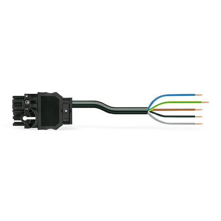 pre-assembled connecting cable; Eca; Distribution connector with phase selection/open-ended; 5-pole; Cod. A; H05VV-F 5G 2.5 mm²; 2 m; 2,50 mm²; black