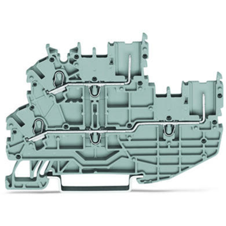 1-conductor/1-pin double deck receptacle terminal block; Through/through terminal block; L/N; without marker carrier; for DIN-rail 35 x 15 and 35 x 7.5; Push-in CAGE CLAMP®; 1,00 mm²; gray