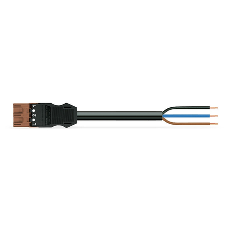 pre-assembled connecting cable; Eca; Plug/open-ended; 3-pole; Cod. S; 1 m; 1,50 mm²; brown
