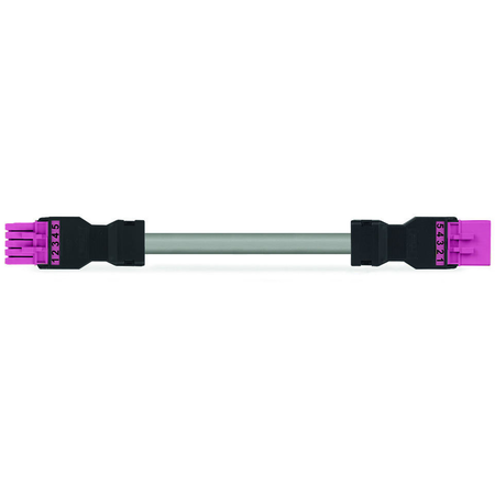 pre-assembled interconnecting cable; Eca; Socket/plug; 5-pole; Cod. B; 1 m; 1,00 mm²; pink