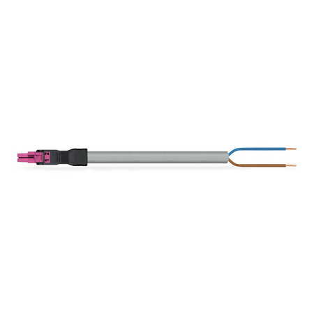 pre-assembled connecting cable; Eca; Socket/open-ended; 2-pole; Cod. B; Control cable 2 x 1.0 mm²; 5 m; 1,00 mm²; pink