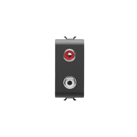 AUDIO AND VIDEO Priza - DOUBLE RCA - 1 MODULE - BLACK - CHORUS