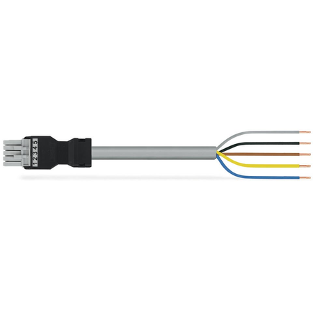 pre-assembled connecting cable; Eca; Socket/open-ended; 5-pole; Cod. B; 1 m; 1,00 mm²; gray