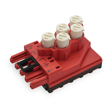 Tap-off module; for flat cable; 5 x 2.5 mm² + 2 x 1.5 mm²; 5-pole; Cod. P; with cable connection on the output side; red