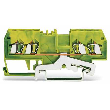 4-conductor ground terminal block; 1.5 mm²; suitable for Ex e II applications; center marking; for DIN-rail 35 x 15 and 35 x 7.5; CAGE CLAMP®; 1,50 mm²; green-yellow