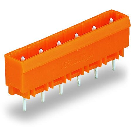 THT male header; 1.2 x 1.2 mm solder pin; straight; Pin spacing 7.62 mm; 10-pole; orange