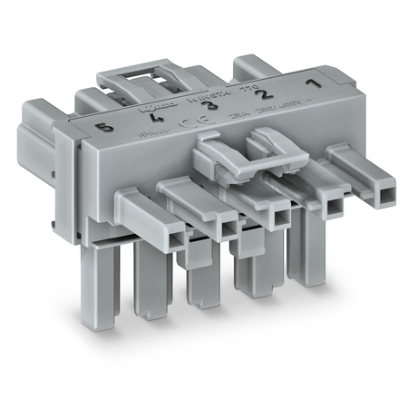 T-distribution connector; 5-pole; Cod. B; 1 input; 2 outputs; 2 locking levers; light green