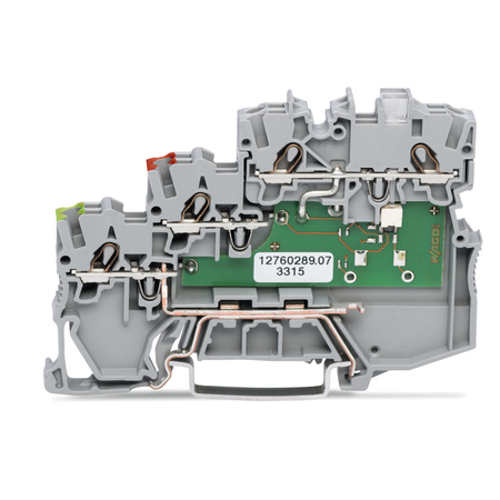 3-conductor actuator supply terminal block; LED (yellow); for NPN-(low-side) switching actuators; with ground contact; 1 mm²; Push-in CAGE CLAMP®; 1,00 mm²; gray