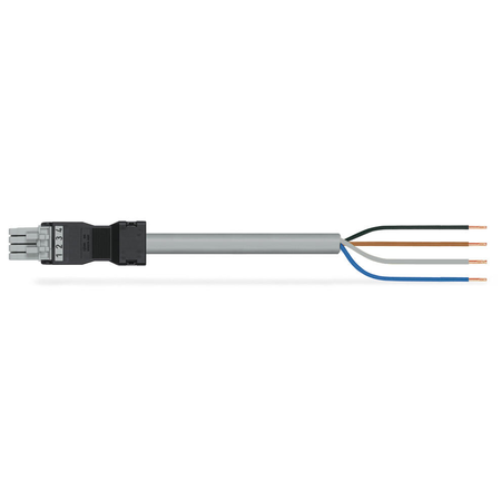 pre-assembled connecting cable; Eca; Socket/open-ended; 4-pole; Cod. B; Control cable 4 x 1.0 mm²; 2 m; 1,00 mm²; gray