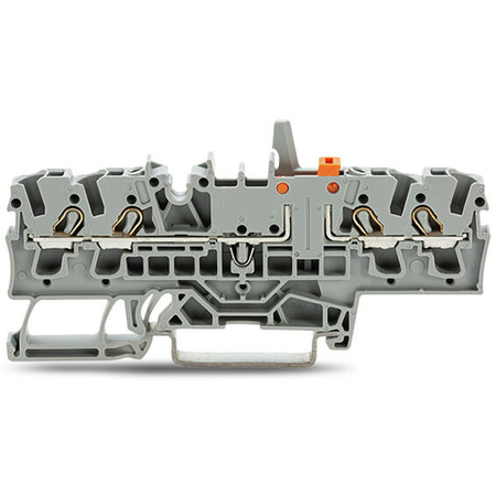 4-conductor disconnect/test terminal block; with mechanical interlock; with test option; orange disconnect link; for DIN-rail 35 x 15 and 35 x 7.5; 2.5 mm²; Push-in CAGE CLAMP®; 2,50 mm²; orange