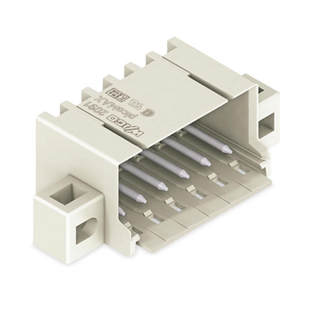 THR male header; 1.0 mm Ø solder pin; angled; clamping collar; Pin spacing 3.5 mm; 2-pole; light gray