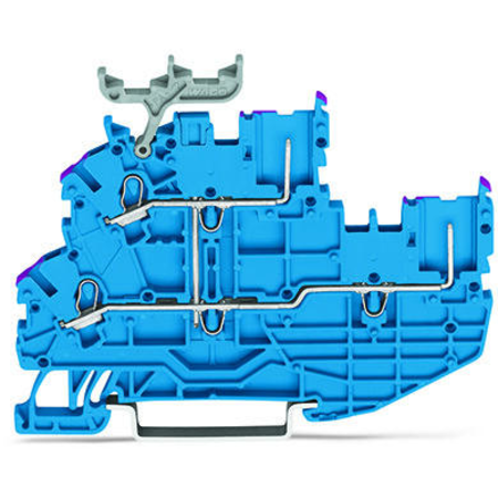 2-conductor/2-pin, double-deck carrier terminal block; 2-conductor/2-pin through terminal block; N; internal commoning; conductor entry with violet marking; for DIN-rail 35 x 15 and 35 x 7.5; Push-in CAGE CLAMP®; 1,00 mm²; blue