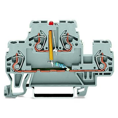 Component terminal block; double-deck; LED (red); 24 VDC; for DIN-rail 35 x 15 and 35 x 7.5; 2.5 mm²; CAGE CLAMP®; 2,50 mm²; gray