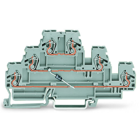 Component terminal block; triple-deck; with diode 1N4007; Anode, top; for DIN-rail 35 x 15 and 35 x 7.5; 2.5 mm²; CAGE CLAMP®; 2,50 mm²; gray