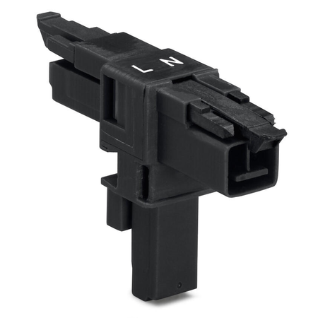 T-distribution connector; 2-pole; Cod. A; 1 input; 2 outputs; 3 locking levers; for flying leads; white