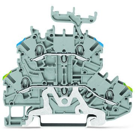 Double-deck terminal block; Ground conductor/through terminal block; PE/N; with marker carrier; for DIN-rail 35 x 15 and 35 x 7.5; 1 mm²; Push-in CAGE CLAMP®; 1,00 mm²; gray