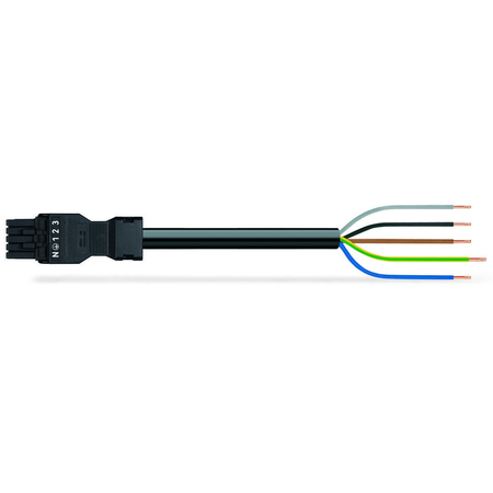 pre-assembled connecting cable; Eca; Socket/open-ended; 5-pole; Cod. A; H05VV-F 5G 1.5 mm²; 2 m; 1,50 mm²; black