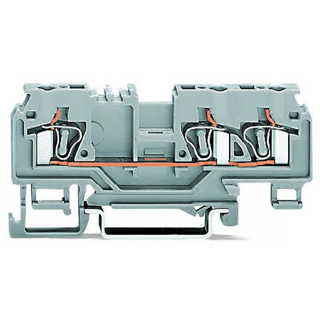 3-conductor through terminal block; 4 mm²; with test port; with shield contact; center marking; for DIN-rail 35 x 15 and 35 x 7.5; CAGE CLAMP®; 4,00 mm²; blue