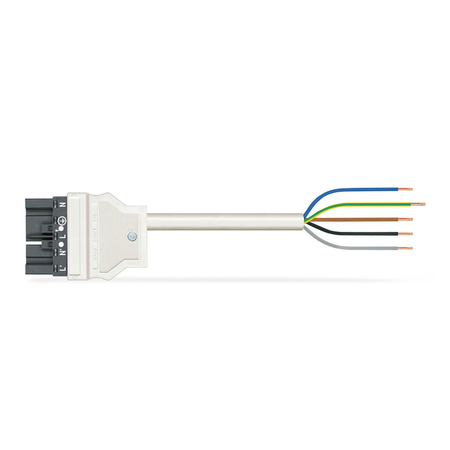 pre-assembled connecting cable; Eca; Plug/open-ended; 5-pole; Cod. L; H05Z1Z1-F 5G 1.5 mm²; 1 m; 1,50 mm²; dark gray