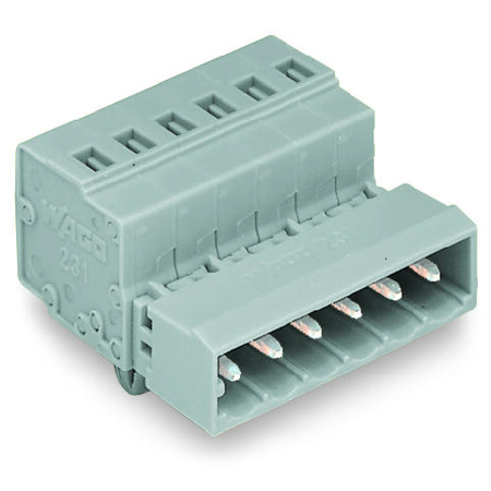 1-conductor male connector; Snap-in mounting feet; 2.5 mm²; Pin spacing 5 mm; 21-pole; 2,50 mm²; gray