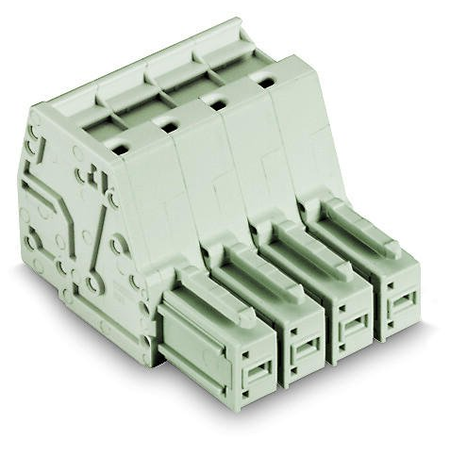 1-conductor female plug; 100% protected against mismating; direct marking; 10 mm²; Pin spacing 7.62 mm; 4-pole; 10,00 mm²; light gray
