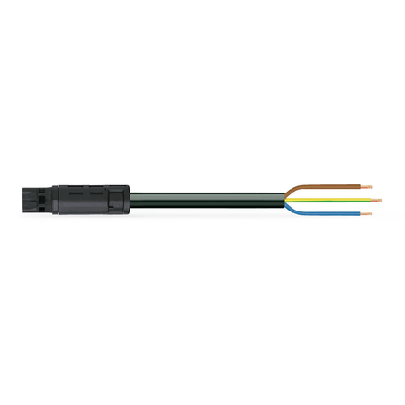 pre-assembled connecting cable; Eca; Plug/open-ended; 3-pole; Cod. A; H05Z1Z1-F 3G 2.5 mm²; 2 m; 2,50 mm²; black