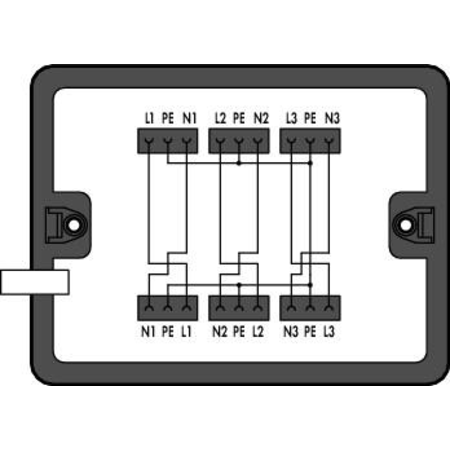 Distribution box; supply cable entry; 6 outputs; Cod. A; MIDI; black