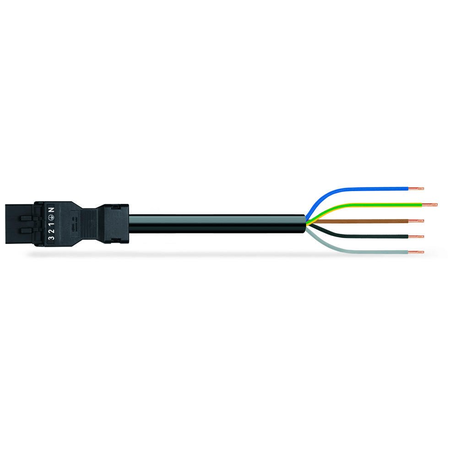 pre-assembled connecting cable; Eca; Plug/open-ended; 5-pole; Cod. A; H05Z1Z1-F 5G 1.5 mm²; 3 m; 1,50 mm²; black