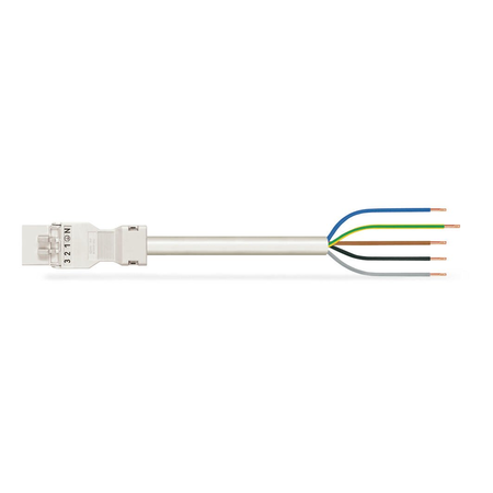 pre-assembled connecting cable; Eca; Plug/open-ended; 5-pole; Cod. A; H05VV-F 5G 1.5 mm²; 8 m; 1,50 mm²; white