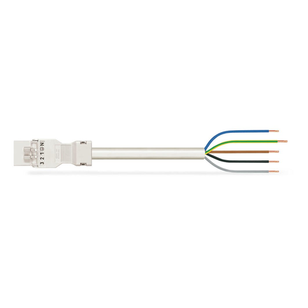 pre-assembled connecting cable; Eca; Plug/open-ended; 5-pole; Cod. A; H05VV-F 5G 1.5 mm²; 1 m; 1,50 mm²; white