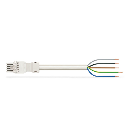 pre-assembled connecting cable; Eca; Socket/open-ended; 5-pole; Cod. A; H05Z1Z1-F 5G 1.5 mm²; 4m; 1,50 mm²; white