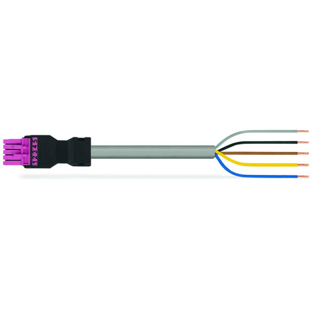 pre-assembled connecting cable; Eca; Socket/open-ended; 5-pole; Cod. B; 8 m; 1,00 mm²; pink