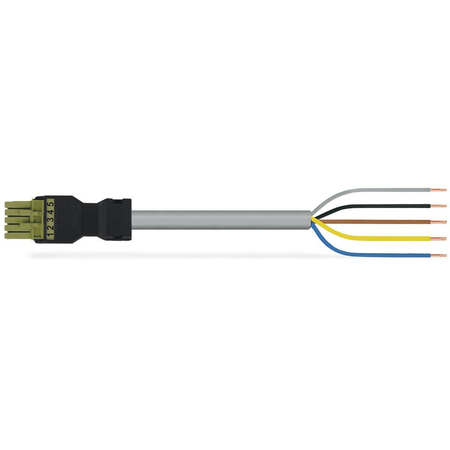 pre-assembled connecting cable; Eca; Socket/open-ended; 5-pole; Cod. B; 5 m; 1,00 mm²; light green