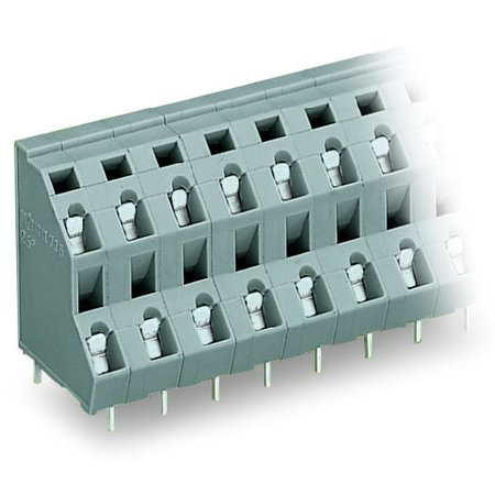 Double-deck PCB terminal block; 2.5 mm²; Pin spacing 7.5 mm; 2 x 3-pole; CAGE CLAMP®; 2,50 mm²; gray