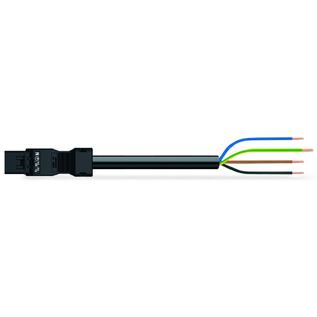 pre-assembled connecting cable; Eca; Plug/open-ended; 4-pole; Cod. A; H05Z1Z1-F 4G 1.5 mm²; 5 m; 1,50 mm²; black