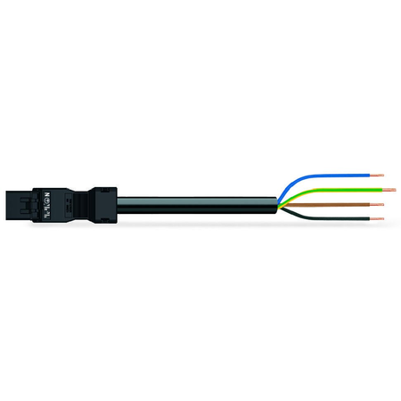 pre-assembled connecting cable; Eca; Plug/open-ended; 4-pole; Cod. A; H05Z1Z1-F 4G 1.5 mm²; 1 m; 1,50 mm²; black