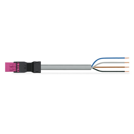 pre-assembled connecting cable; Eca; Plug/open-ended; 4-pole; Cod. B; Control cable 4 x 1.0 mm²; 1 m; 1,00 mm²; pink