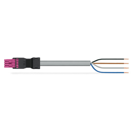 pre-assembled connecting cable; Eca; Socket/open-ended; 4-pole; Cod. B; Control cable 4 x 1.0 mm²; 4m; 1,00 mm²; pink
