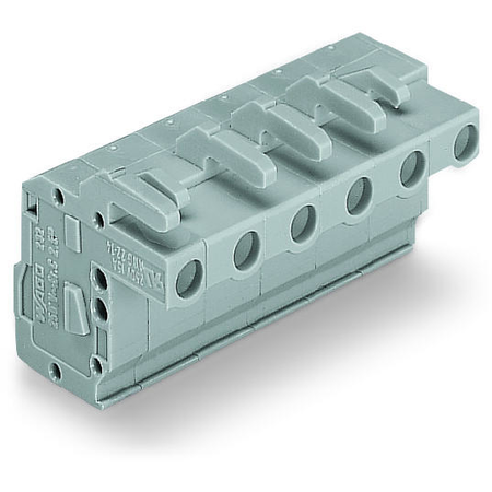 1-conductor female plug; angled; Strain relief plate; 2.5 mm²; Pin spacing 7.5 mm; 16-pole; 2,50 mm²; gray